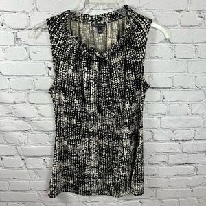 Banana Republic Women’s Sleeveless Ruffle Collar Shell Shirt Black & Tan M